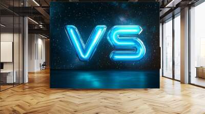 VS inscription or text, versus concept, fight battle screen competition or comparison. Confrontation mock up Wall mural