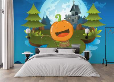 Halloween Party Vector Concept Full Moon Land Wall mural