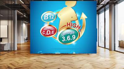 Kids Omega 3 vitamin Concept Vector Wall mural