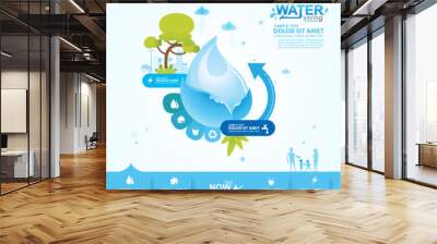 Save water concept Ecology vector. Wall mural