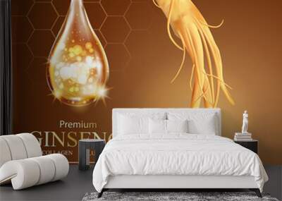 Serum ginseng or collagen for skin care cosmetics Wall mural