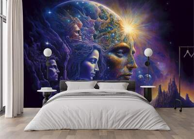 illustration spiritual teachers on the astral plane Wall mural