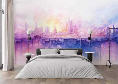 illustration. a virtual city of the future. a symbol of technology development Wall mural