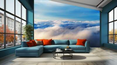 Horizontal vibrant blank empty dramatic cloudscape success backg Wall mural