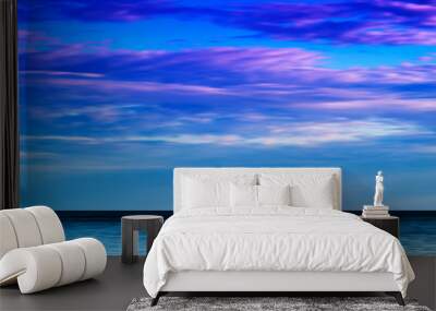 Horizontal vibrant ocean horizon with dramatic cloudscape backgr Wall mural