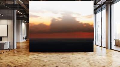 Horizontal vivid orange gold motion abstraction horizon sunset w Wall mural