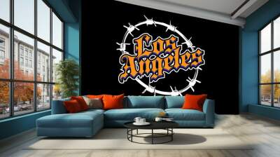 Creative los angeles streetwear clothing tee concept vector graphic design templates Wall mural