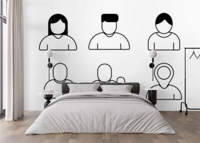 Diverse User Profile Vector Set Icon Templates for Social Networking Wall mural