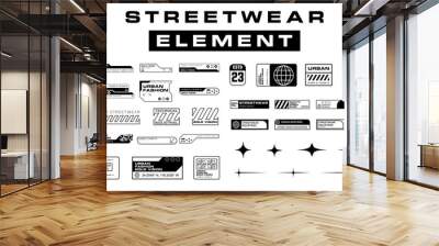 Futuristic streetwear cyberpunk shape element technology graphic vector design template Wall mural