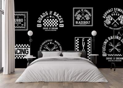 Motorcycle racing badges club emblems tshirt design Retro Racing Typography Graphics Wall mural