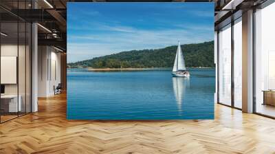 Sailboats on Lake Solina in the Bieszczady Mountains Wall mural