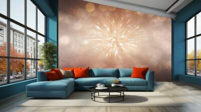 Bokeh light, shimmering blur spot lights on gold abstract backgr Wall mural