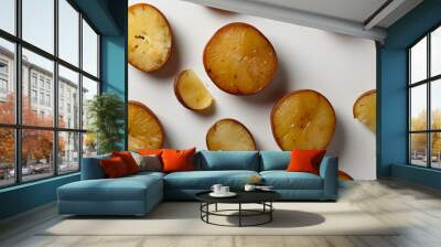 fried potatoes on white background Wall mural