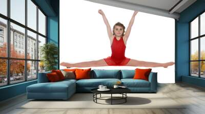 young girl doing a split with arms raised above her head Wall mural