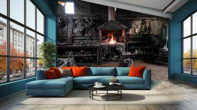 Forge, blacksmith's work, hot metal Wall mural