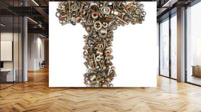 alphabet made of bolts - The letter t Wall mural