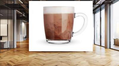 Cup with delicious cocoa drink with milk isolated Wall mural