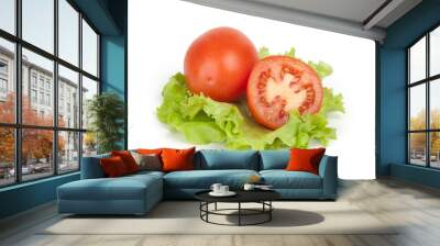 Fresh tomatoes with lettuce leaf Wall mural