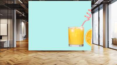 Orange juice glass with fruit, isolated Wall mural