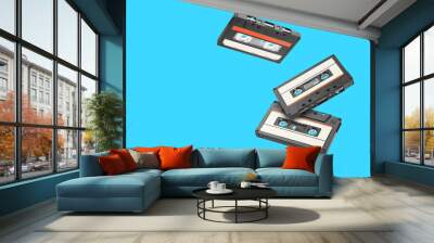 Three retro old audio tape cassettes Wall mural