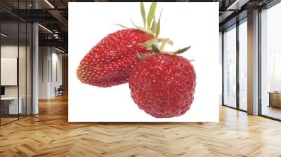 two strawberries isolated on white Wall mural