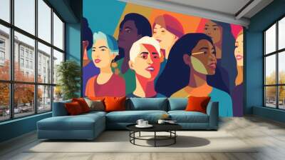 Celebrating Diversity and Mental Well-being: Colorful Silhouettes for Minority Mental Health Awareness Month Wall mural