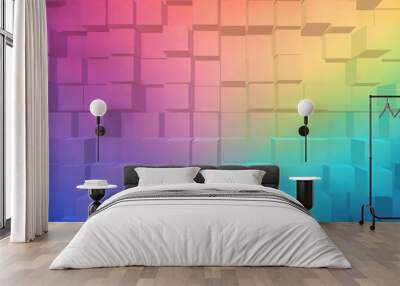 Cube extrude grainy gradient background pastel noise texture poster backdrop banner design, copy space Wall mural