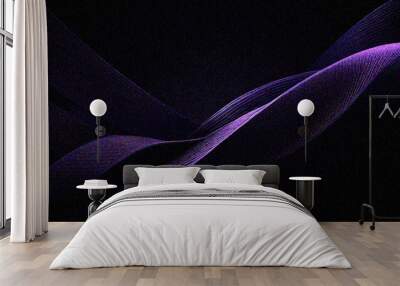 Purple grainy texture effect abstract gradient black background  dark vibrant color flow wave copy space Wall mural