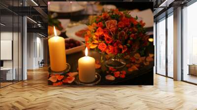 Romantic dinner table setting Wall mural