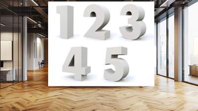 3d numbers one to five Wall mural