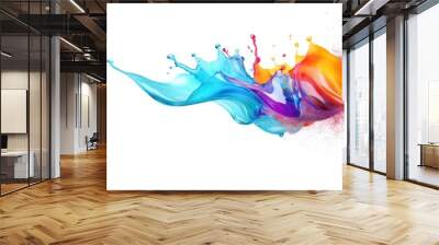 A rainbow colored water splash on a white background. Wall mural