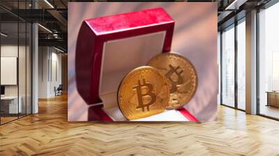 Bitcoins in a jewellery box, an interpretation of crypto currency's value Wall mural