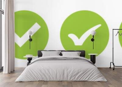 Check mark vector icon set. correct or right tick mark sign. green checkmark for checklist. accept and ok checkbox button pictogram. Wall mural