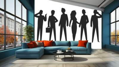 Business people silhouettes. Businesswoman professional person office team group man ad woman in suits. Vector silhouettes Wall mural