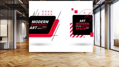 Modern poster frames. Design shapes. Red graphic elements, modern line text box, trend motion layout, logo or banner template. Minimal figures. Brochure covers. Vector abstract background Wall mural