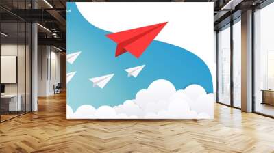 Paper leadership landing. Creative concept idea, business success and leader vision minimal success. Vector illustration innovative origami layout Wall mural