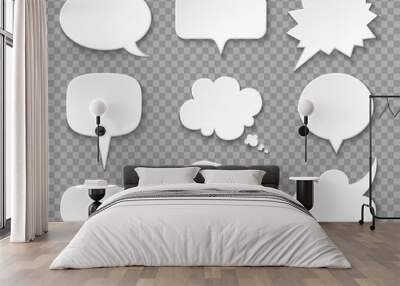 paper speech bubbles. white blank thought balloons, shouting box. vintage speech and thinking expres Wall mural