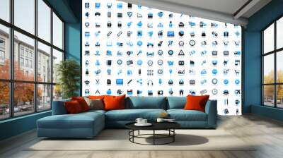 blue icons with reflection Wall mural