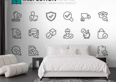 Line icons about inspection. Pixel perfect 64x64 and editable stroke Wall mural