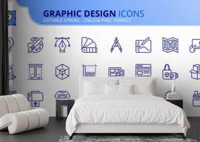 Simple set of outline icons about graphic design Wall mural