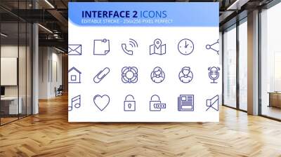 Simple set of outline icons about interface 2 Wall mural