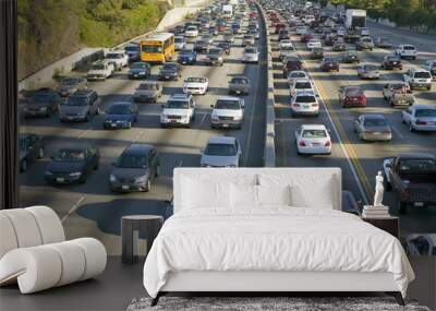 405 freeway near Sunset Blvd. at rush hour, Los Angeles, California Wall mural