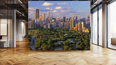 Chicago Skyline, Chicago, Illinois shows amazing architecture in panoramic format Wall mural