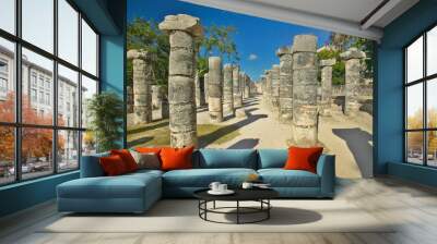 Court of the Thousand Columns at Chichen Itza, Mayan Ruins in the Yucatan Peninsula, Mexico Wall mural