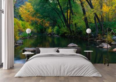 This is Cottonwood Canyon in the autumn. There is a stream flowing through the canyon. Wall mural