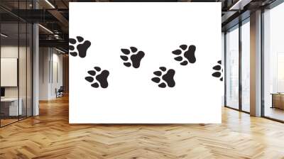 Lion paws. Animal paw prints, vector different animals footprints black on white illustration Wall mural