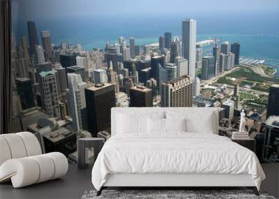 chicago aerial view of downtown skyscrapers Wall mural