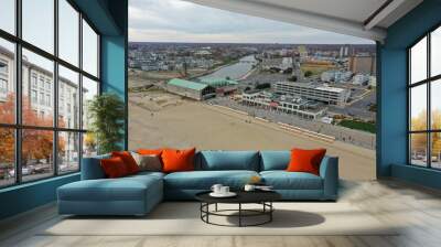 Aerial view of an ocean city New Jersey shore beaches near Absury park Wall mural