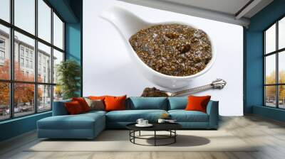 Chia seeds caviar with laminaria on white background Wall mural