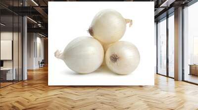 White onion bulbs isolated on white background Wall mural